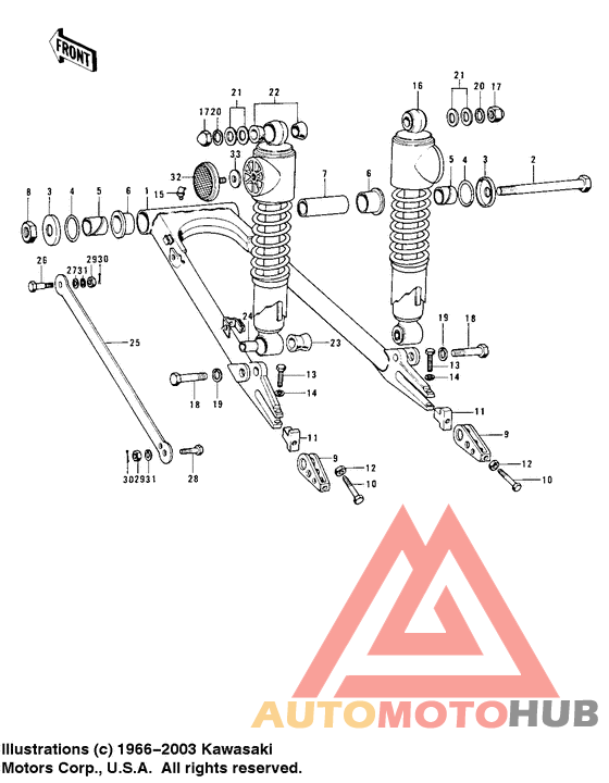 Swing arm/shock absorbers