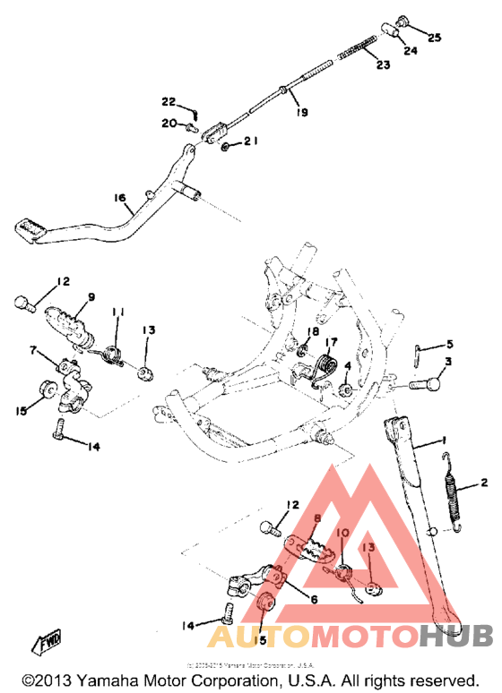 Stand-footrest-brake pedal