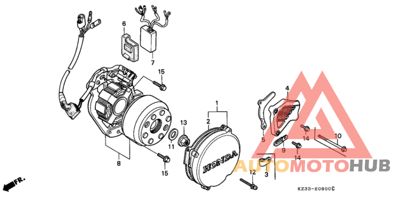 Generator/c.d.i. unit/ left crankcase cover