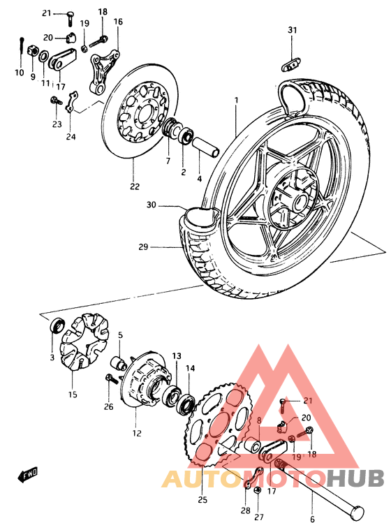 Rear wheel complete assy