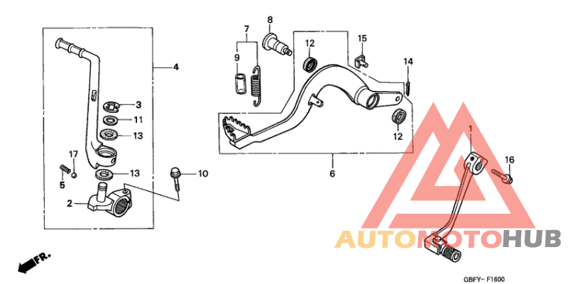 Pedal/kick starter arm