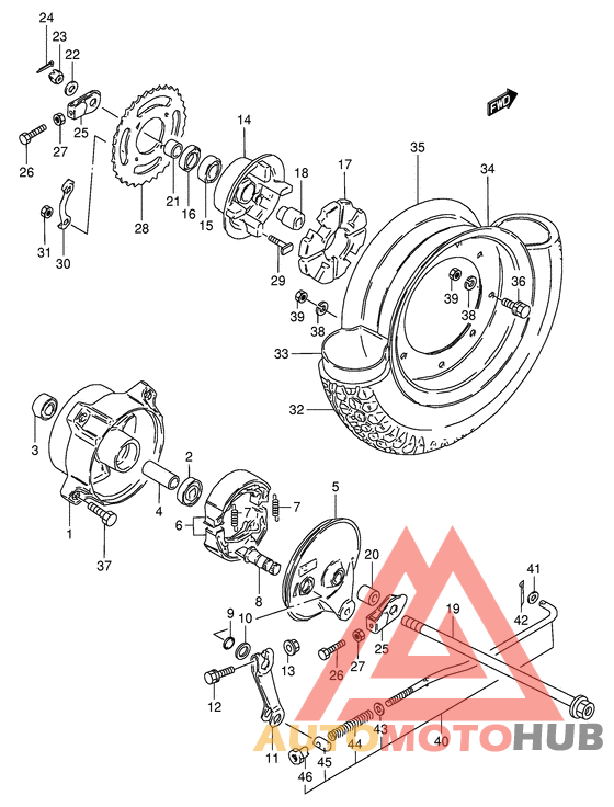 Rear wheel complete assy