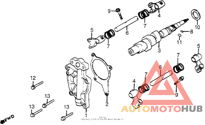 Camshaft + lower rocker arm