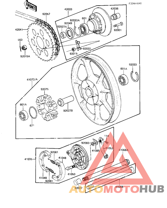 Rear wheel/hub/brake/chain