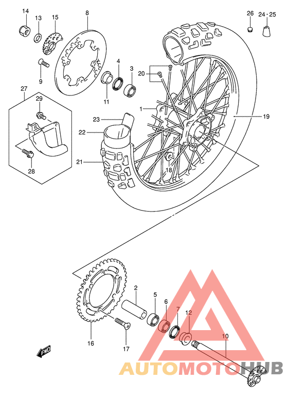 Rear wheel complete assy