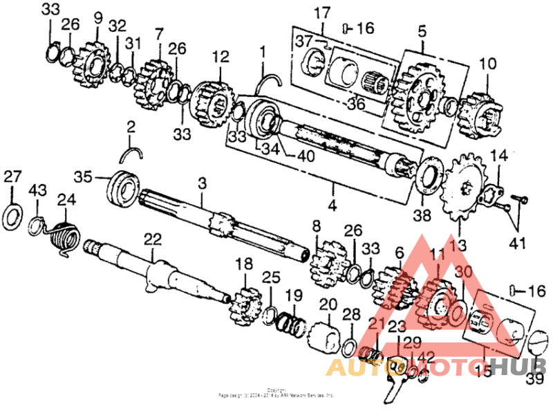 Transmission + kick spindle