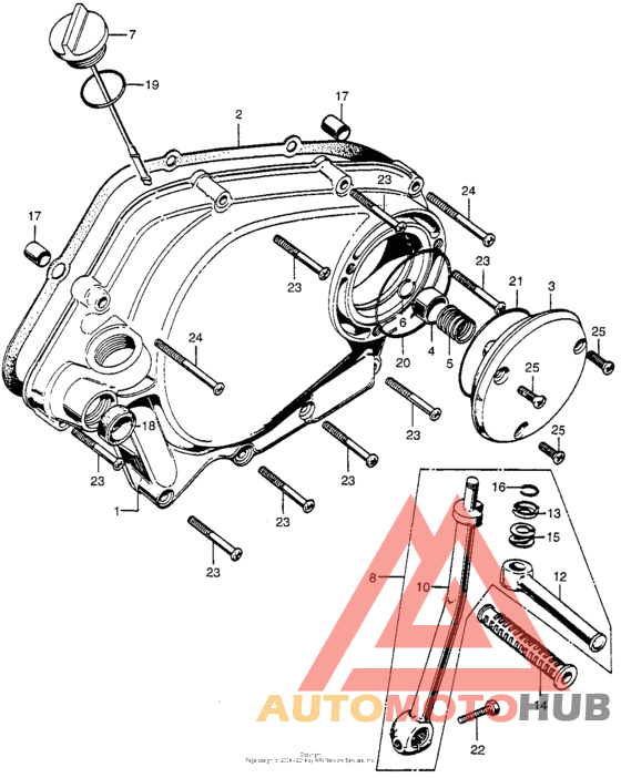 Right crankcase cover + kick starter