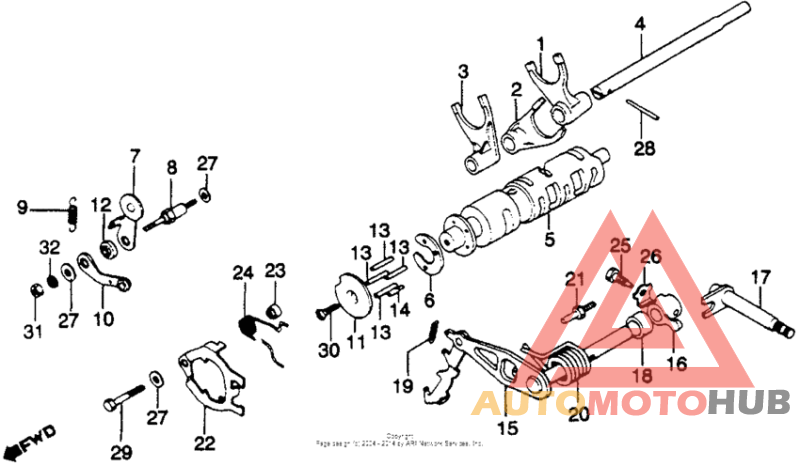 Shift drum + shift fork 80-81