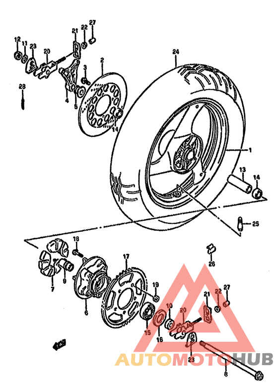 Rear wheel complete assy