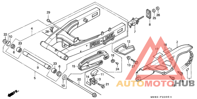 Rear fork/chain case