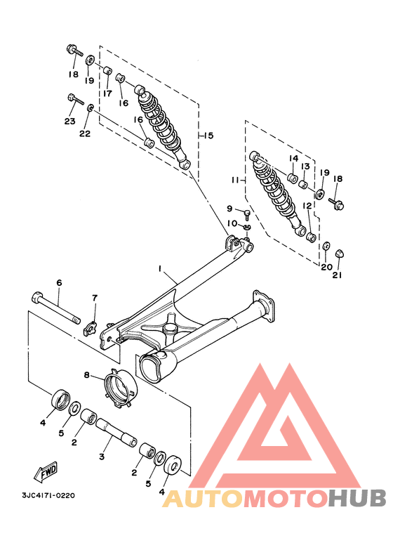 Hinterradschwinge. aufhang.