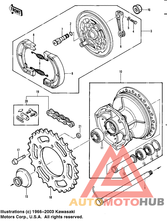 Rear hub/brake/chain
