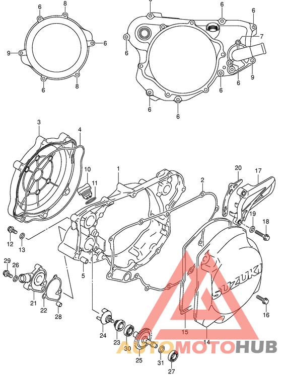 Crankcase cover-water pump