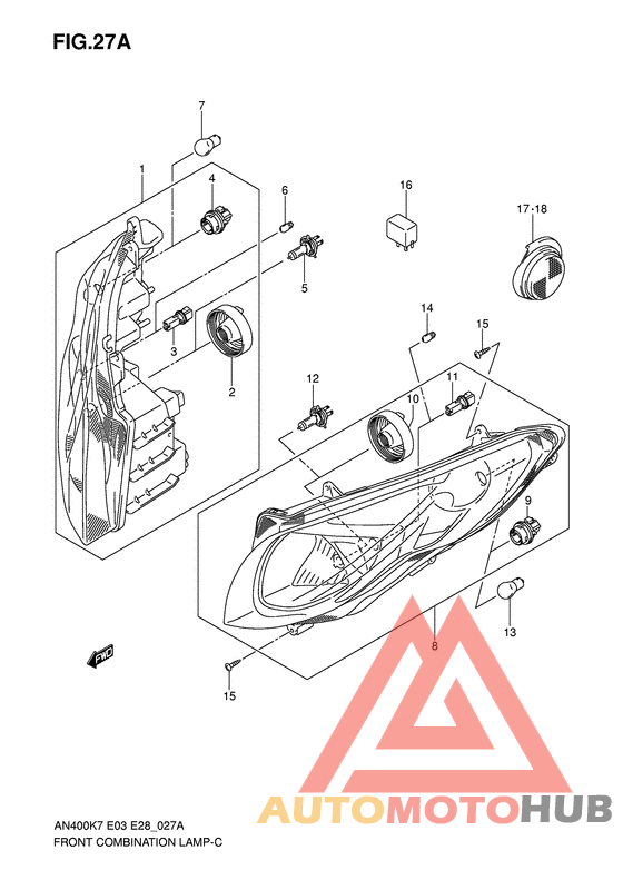 Front combination lamp