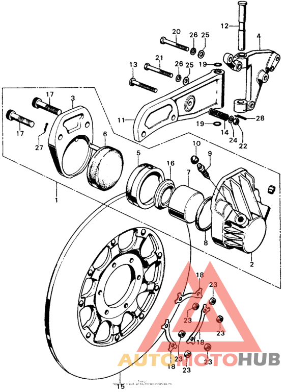 Front brake caliper + frontbrake disk k3-k4