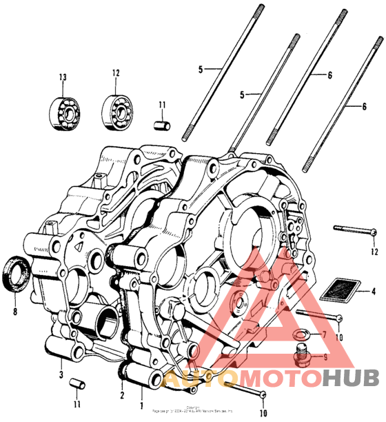 Crankcase + cylinder stud