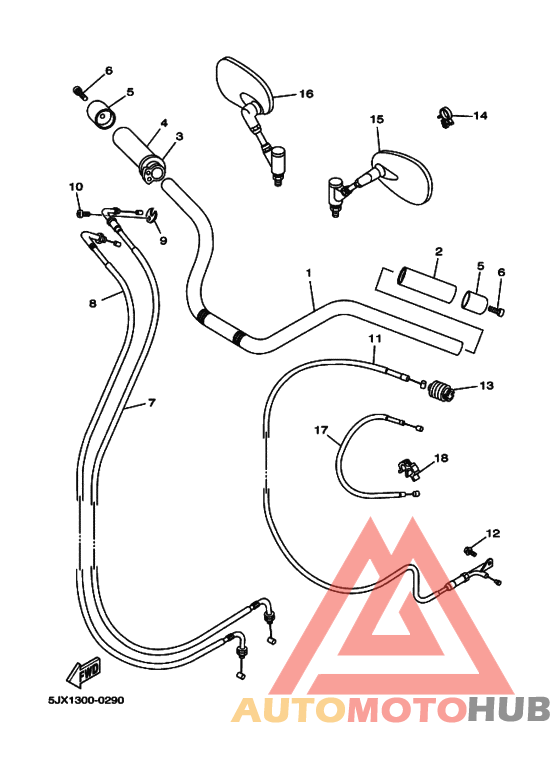 Рулевой рычаг и кабель