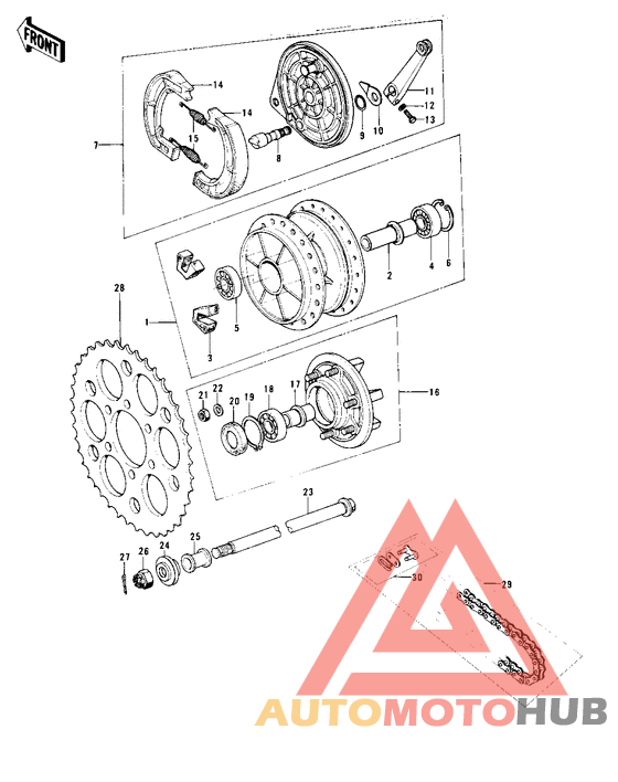 Rear hub/brake/chain