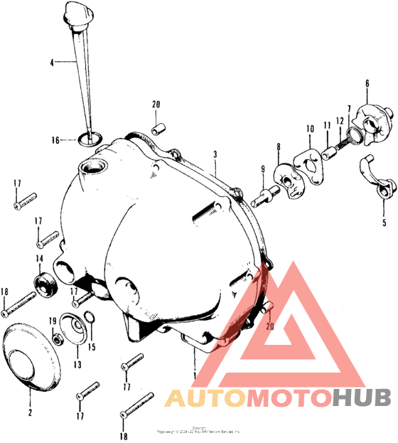 Right crankcase cover + clutch lifter