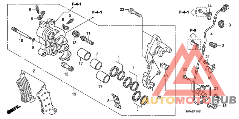 R. front brake caliper