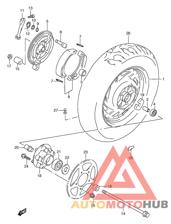 Rear wheel complete assy