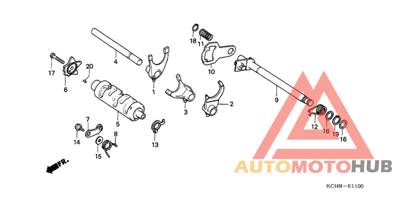 Gearshift drum/shift fork