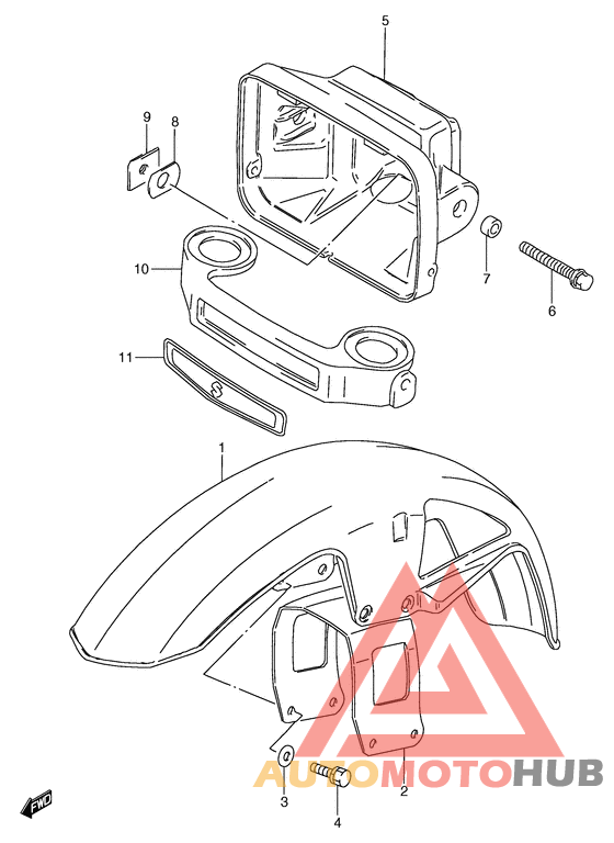 Front fender - headlamp housing