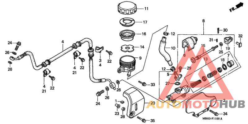 Rr. brake master cylinder