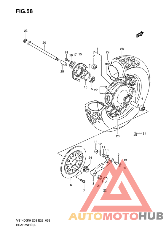 Rear wheel complete assy