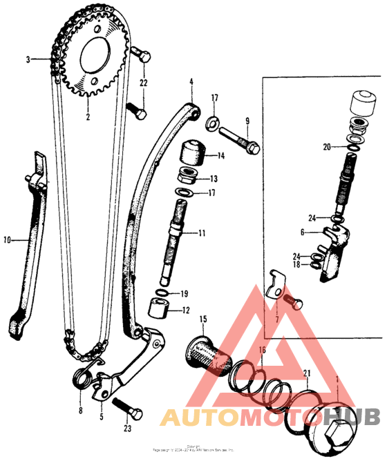 Cam chain tensioner + oil filter screen