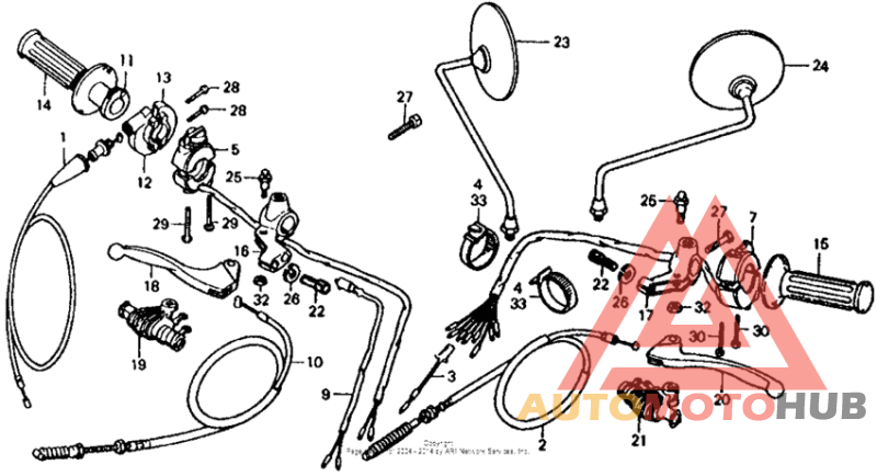 Handle lever + switch 76-78