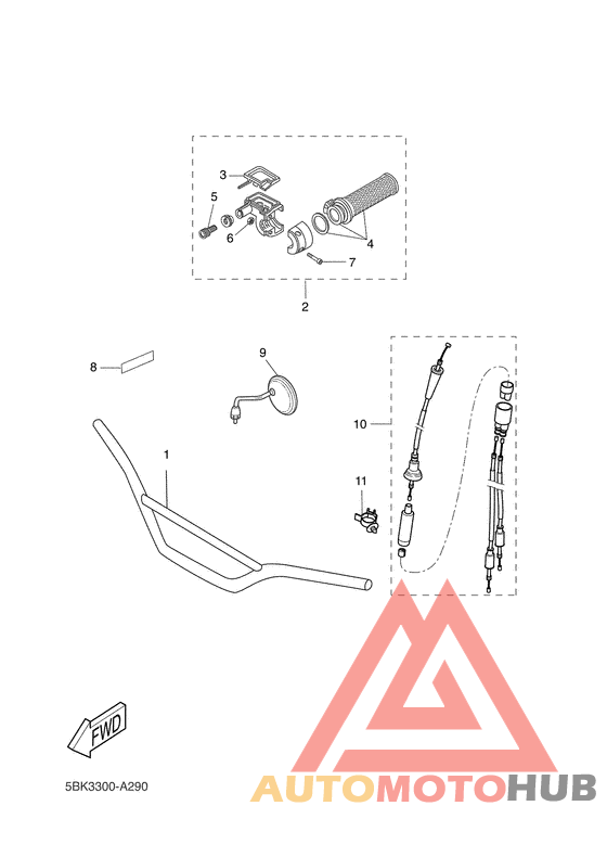 Steering handle. cable