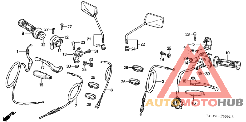 Handle lever/switch/cable