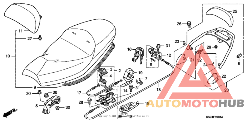 Seat + rear spoiler (nss250s/nss250as)
