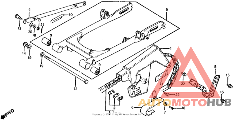 Xl100s swingarm + chain guard 81-85