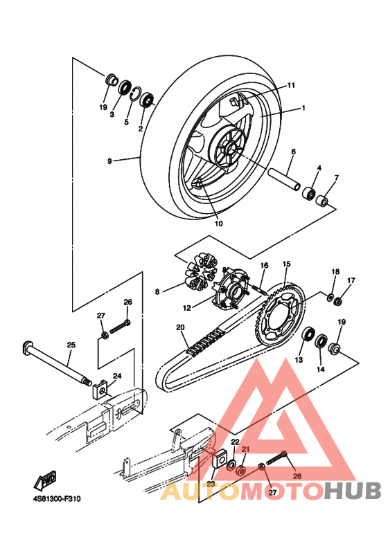 Rear wheel complete assy