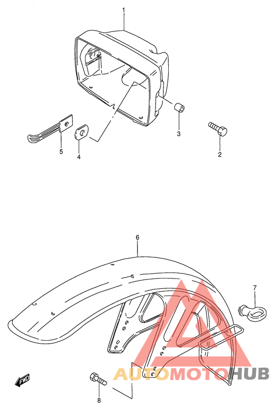 Headlamp housing - front fender