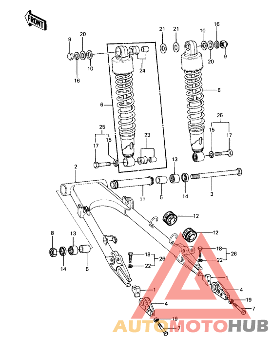 Swing arm/shock absorbers