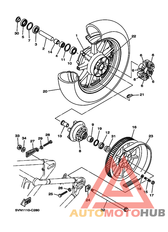 Rear wheel complete assy