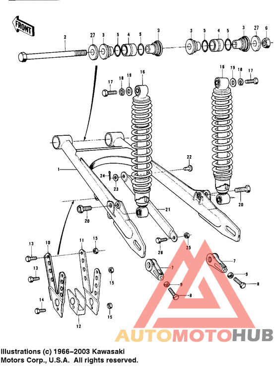 Swing arm/shock absorbers