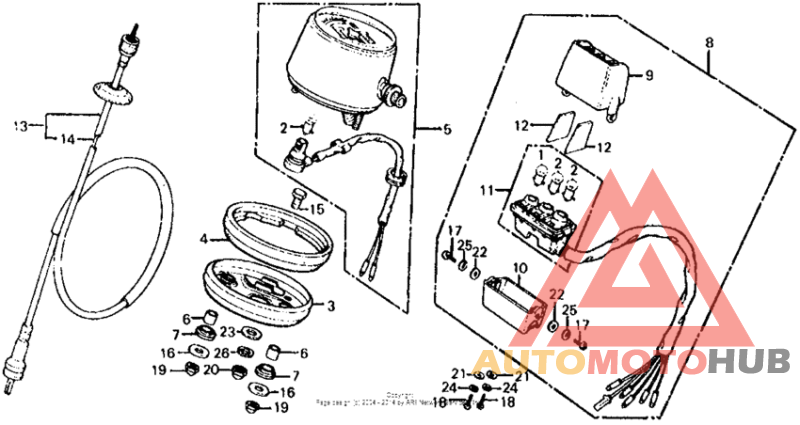 Speedometer + indicator lamp 76-78