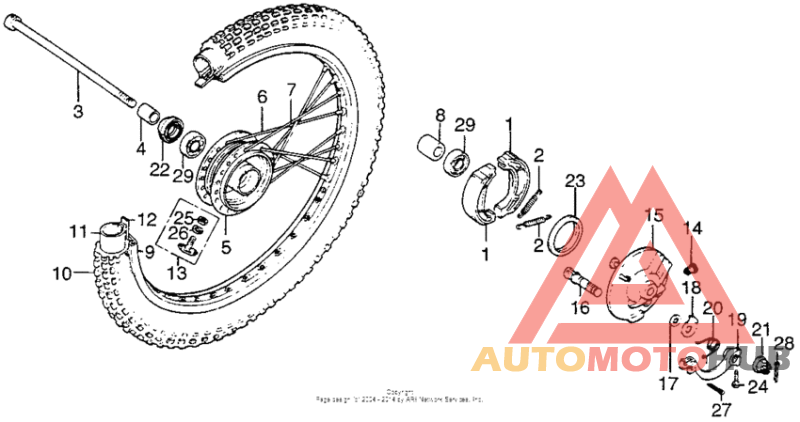 Front wheel + front brake panel