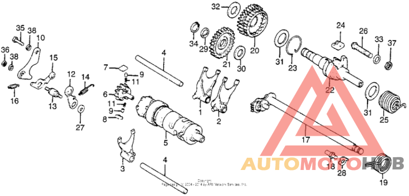 Shift drum + shift fork