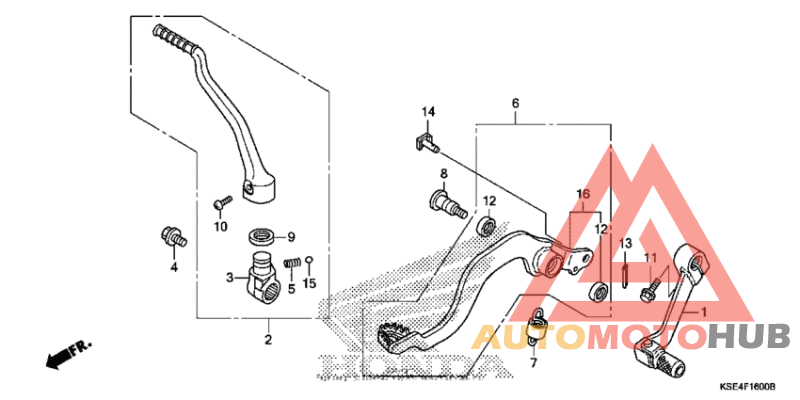 Pedal + kick starter arm