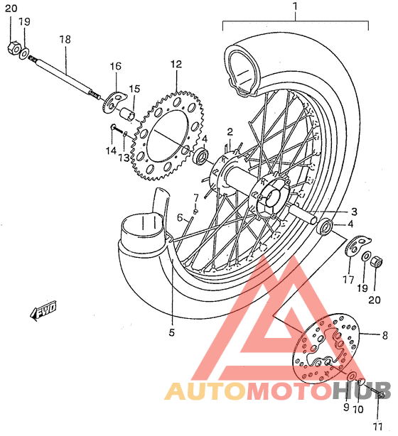Rear wheel complete assy