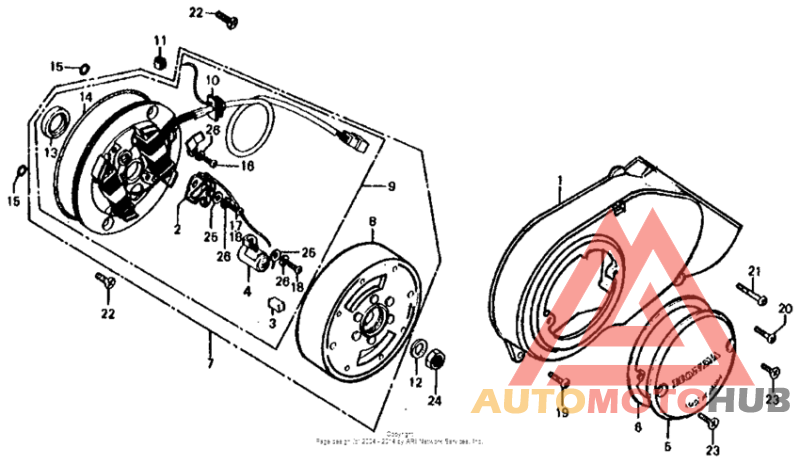 Left crankcase cover + alternator