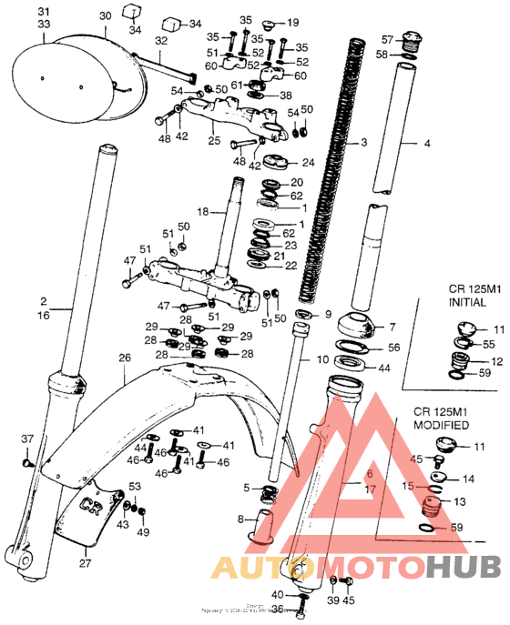 Steering stem + front fork + fender