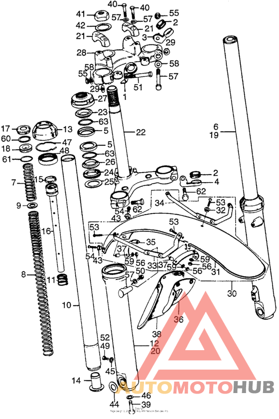Front fork + front fender + steering stem k2