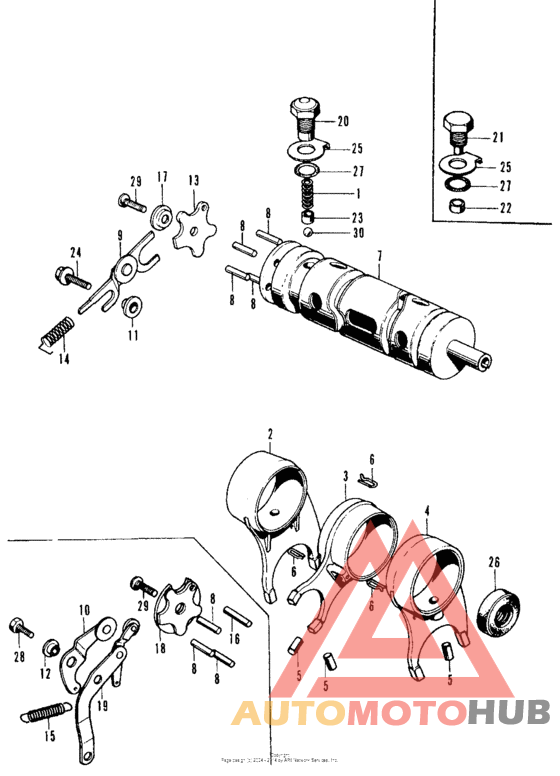 Gearshift fork + drum