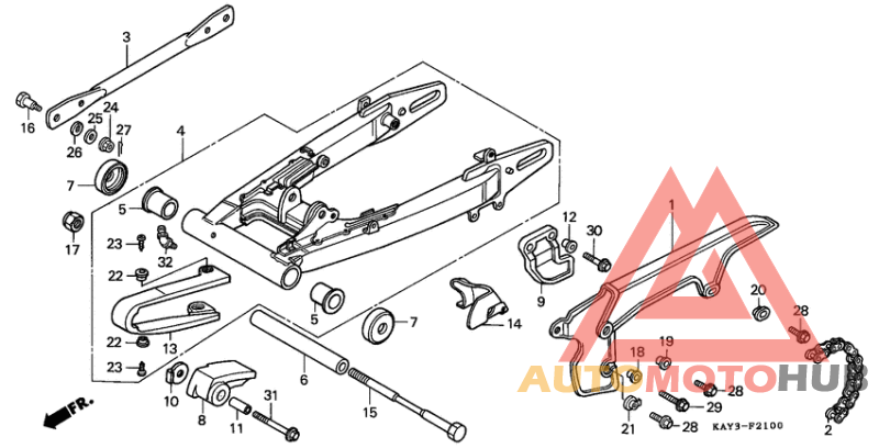 Rear fork/chain case
